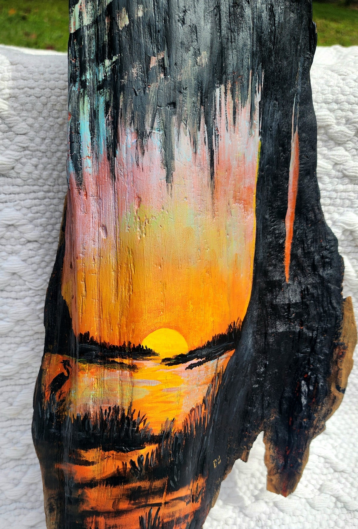 SUNSET Painted on Driftwood