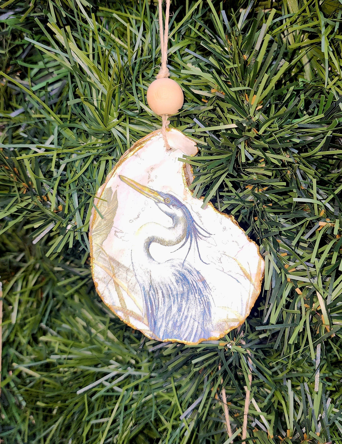 Blue Heron - Oyster Shell Ornament