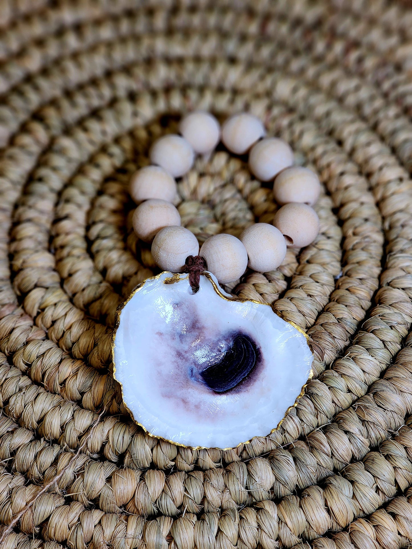 Natural Oyster Shell with Gold Trim
