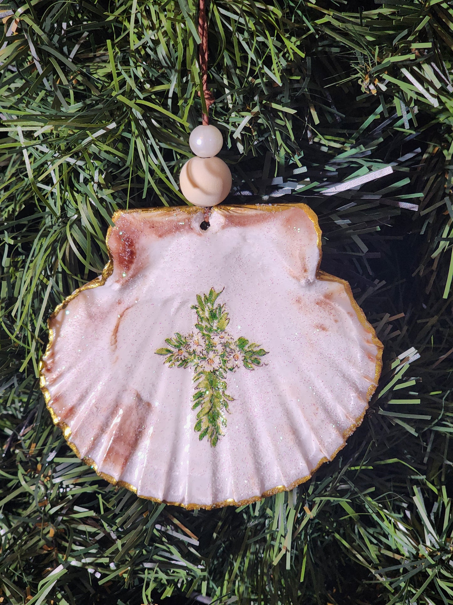 Floral Cross Ornament