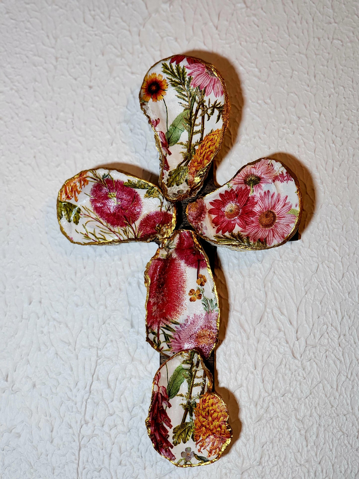 Pink & Yellow Flower Cross