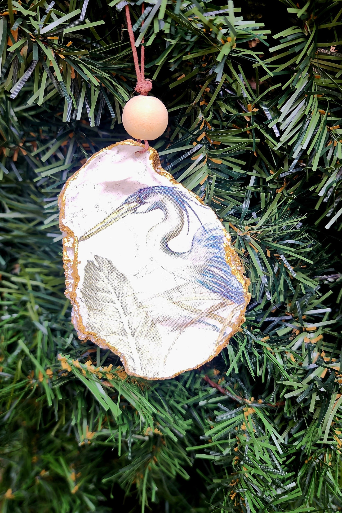 Blue Heron - Oyster Shell Ornament