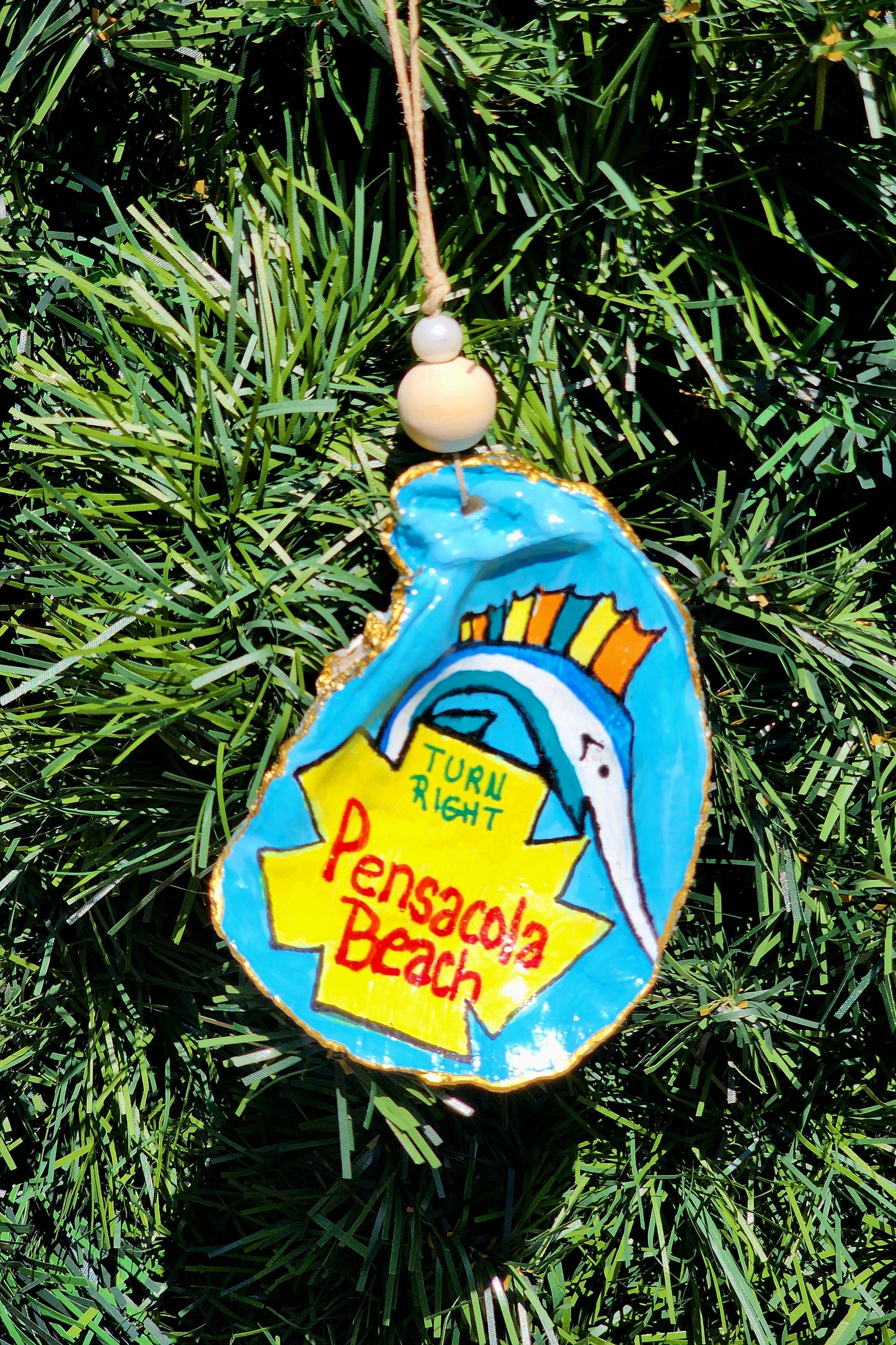 Pensacola Beach Sign Ornament Oyster Shell