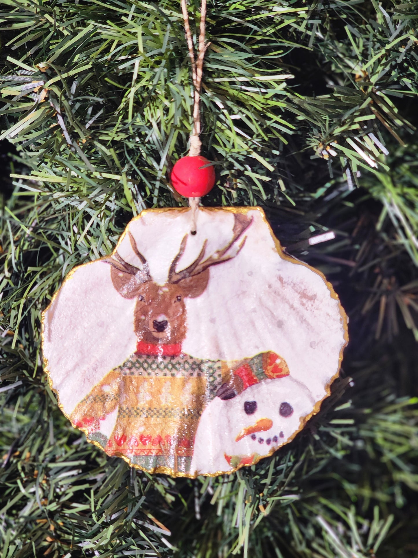 Deer and Snowman Ornament