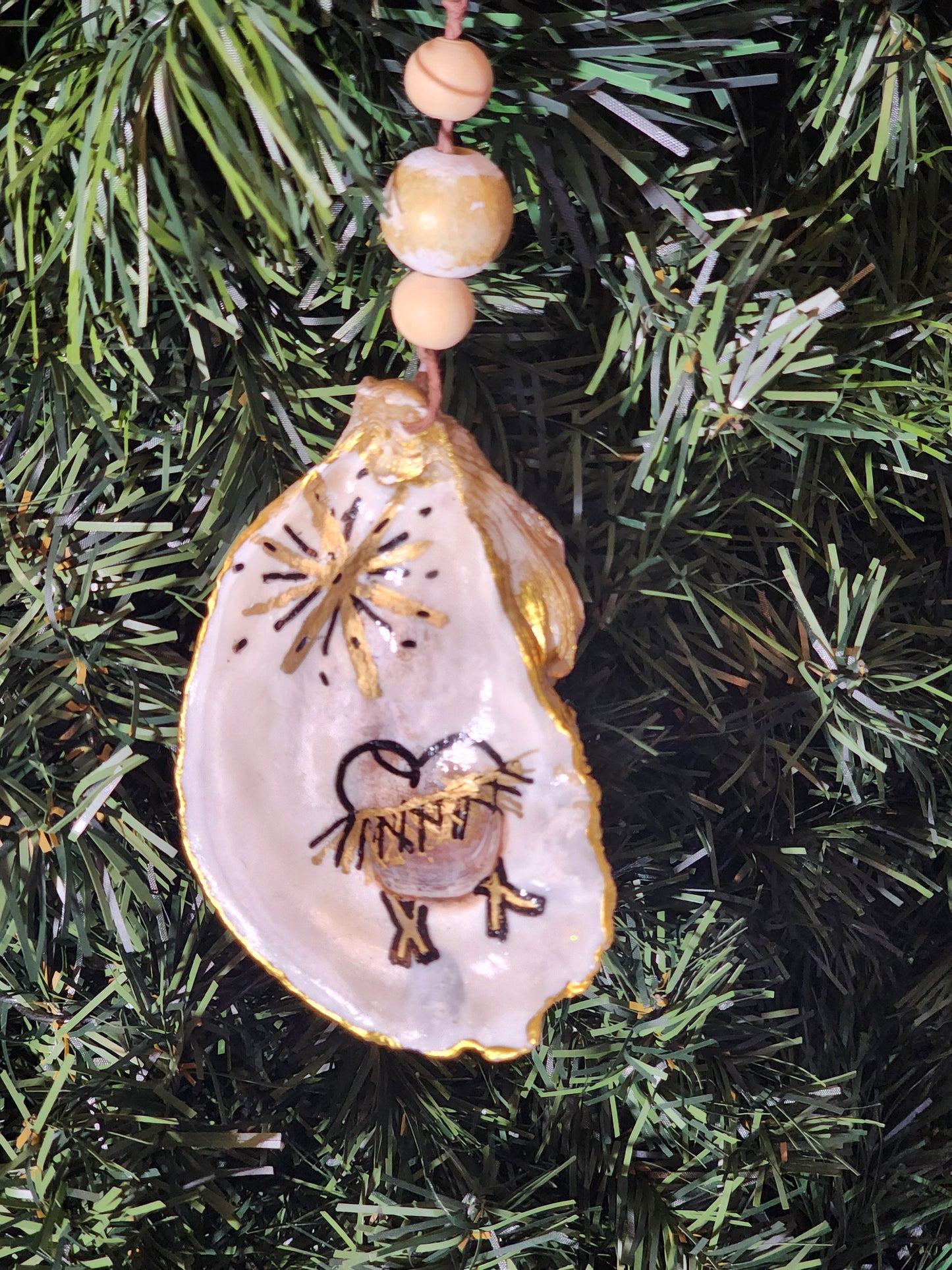 Baby Jesus Oyster Shell Ornament