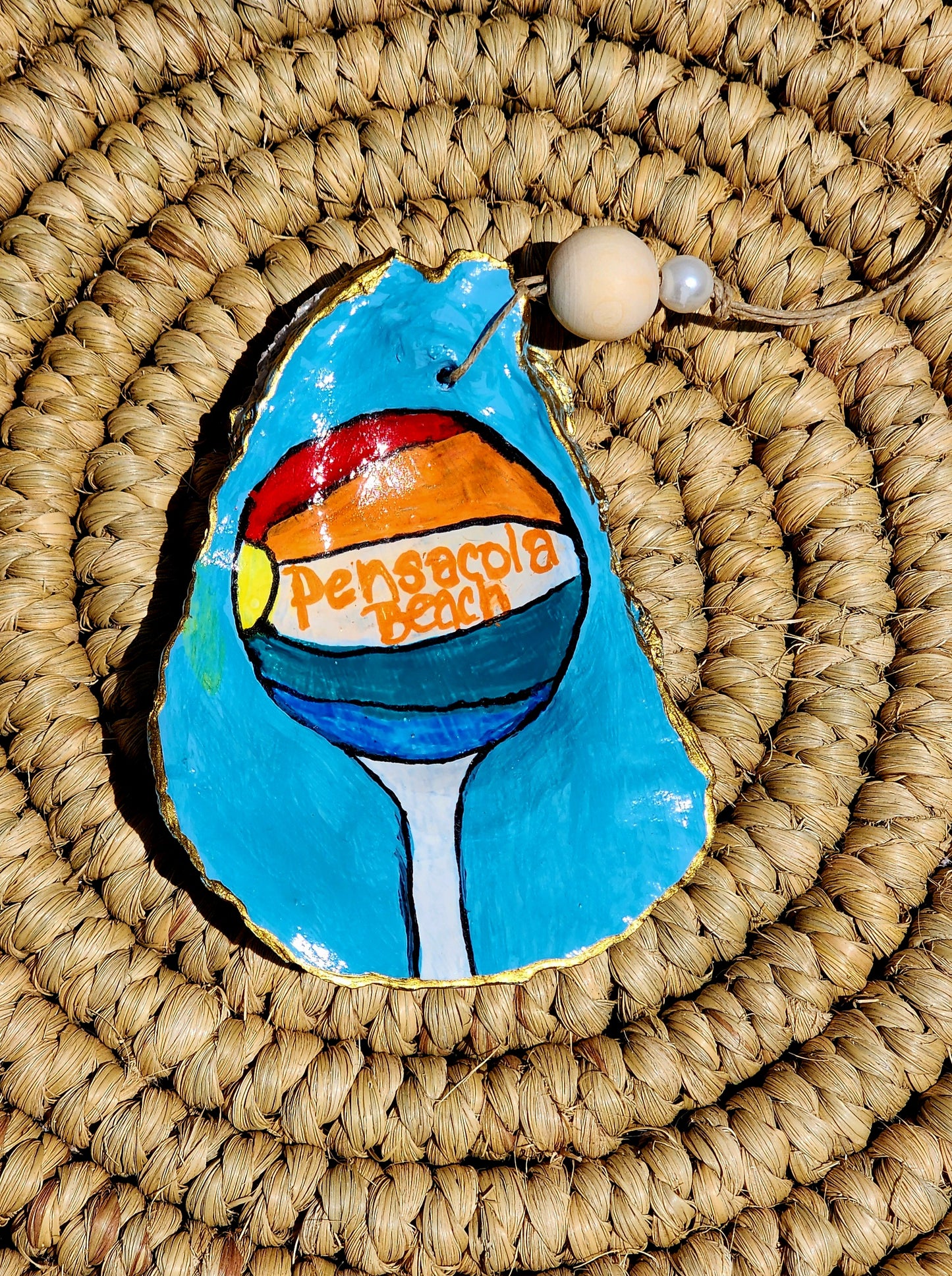 Pensacola Beach Water Tower Ornament Oyster Shell