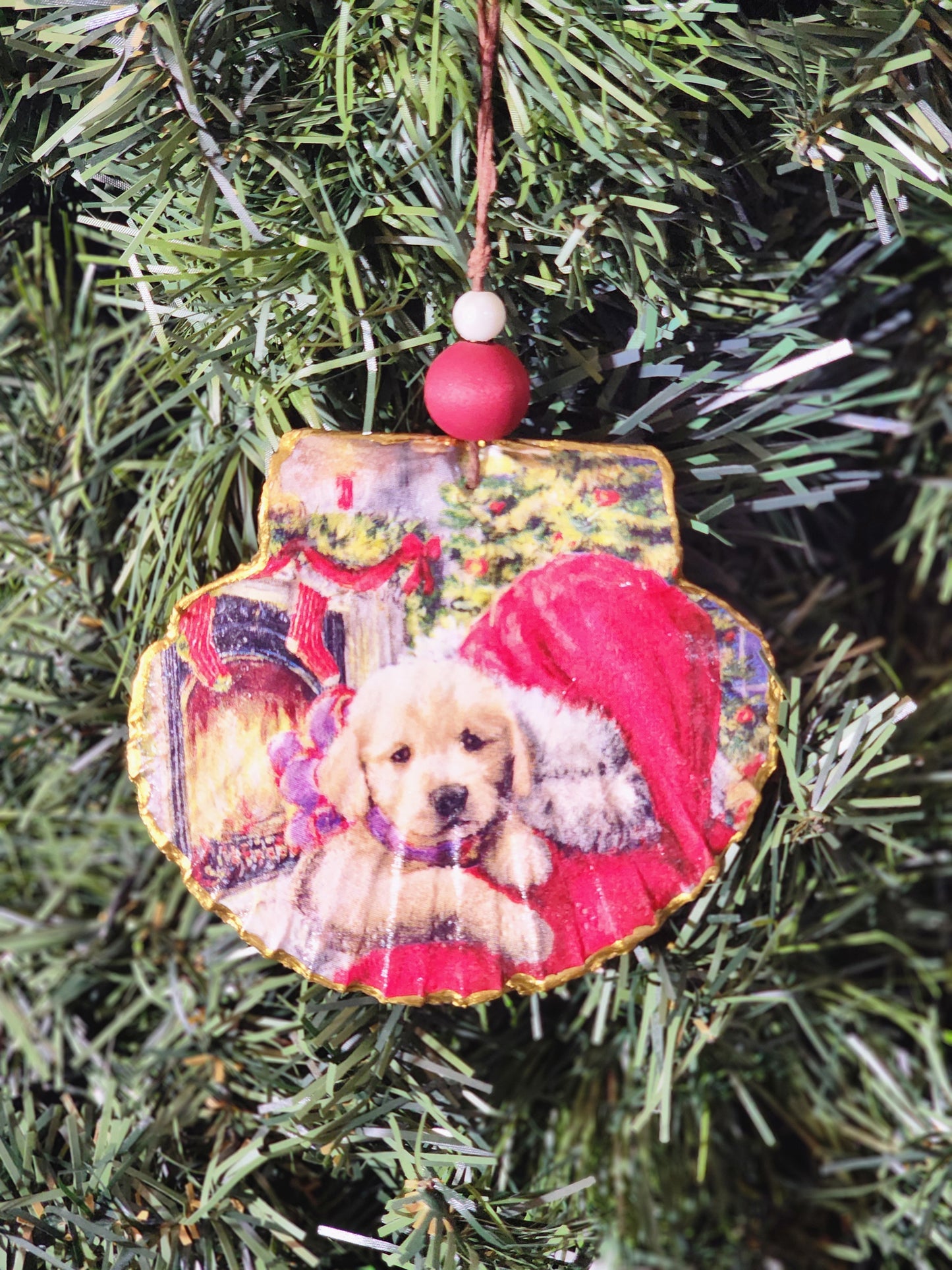 Santa with Puppy Ornament