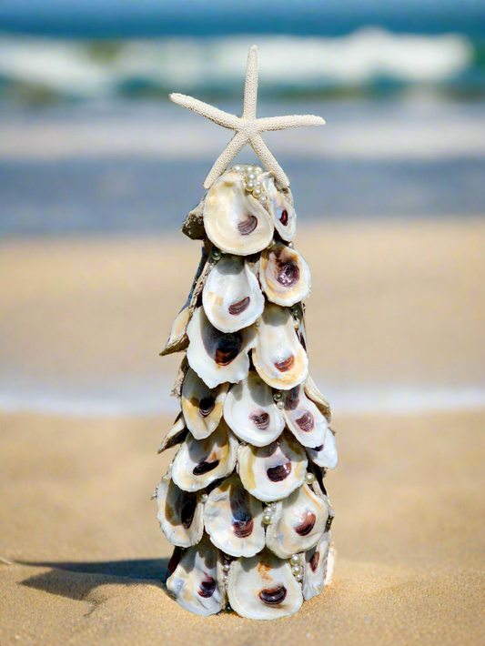 Oyster Shell with Pearl Christmas Tree