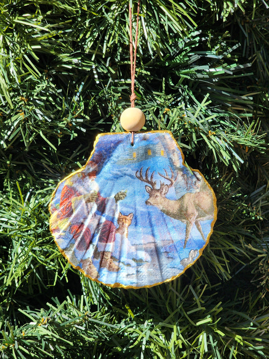 Santa with Deer Ornament