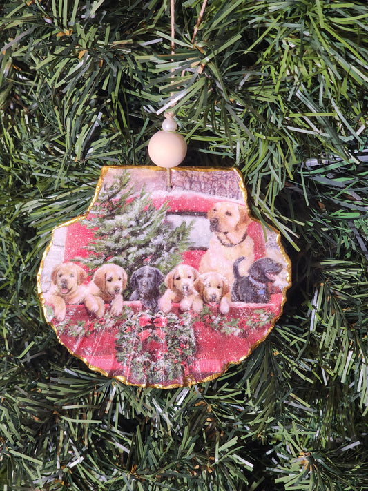 Lab Mom with Puppies Ornament