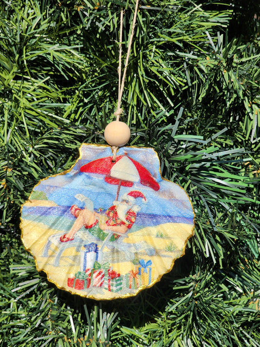 Beach Santa Ornament