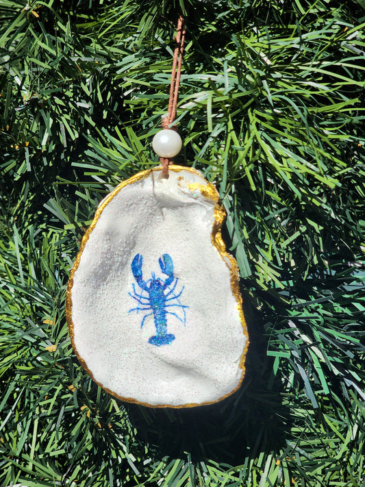 Blue Lobster- Oyster Shell Ornament