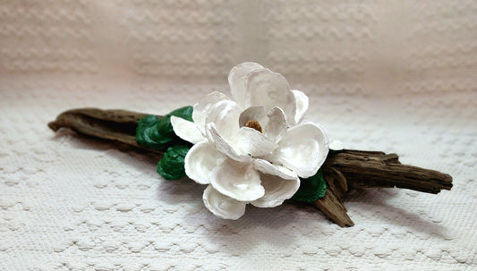 Pearl Magnolia on Driftwood