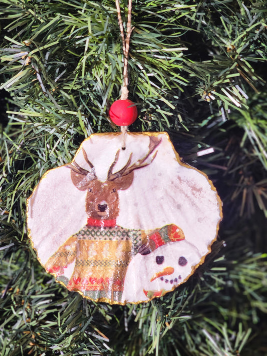 Deer and Snowman Ornament
