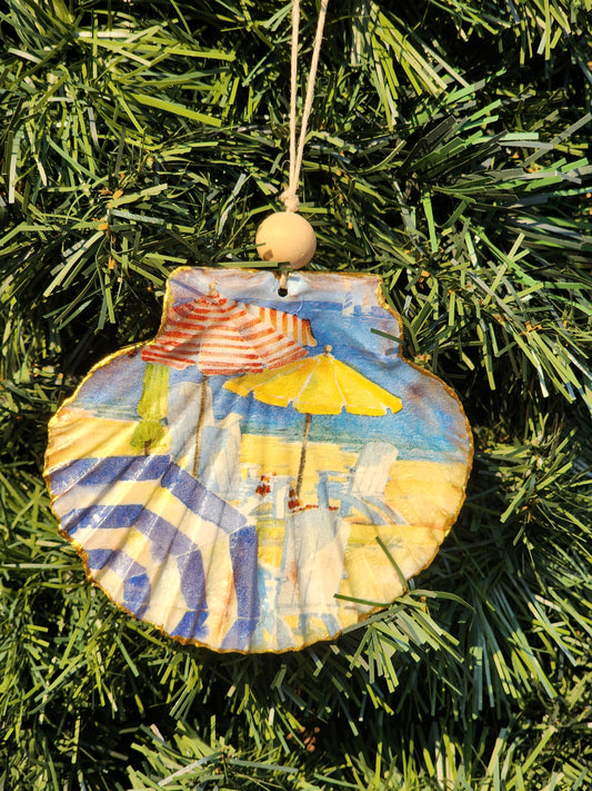 Umbrellas on the Beach Ornament