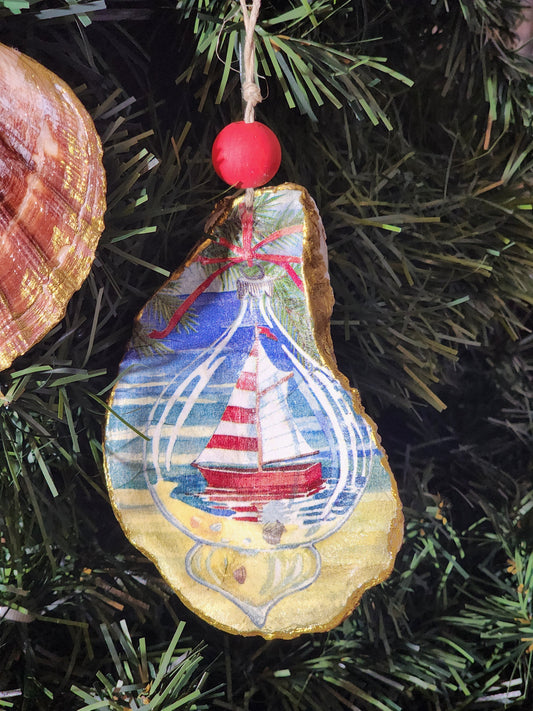 Sailboat Ornament- Oyster Shell Ornament
