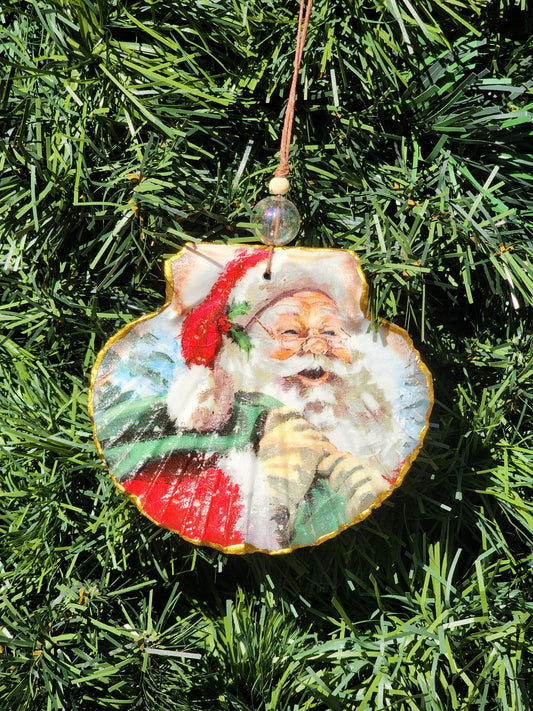 Green Bag Santa Ornament