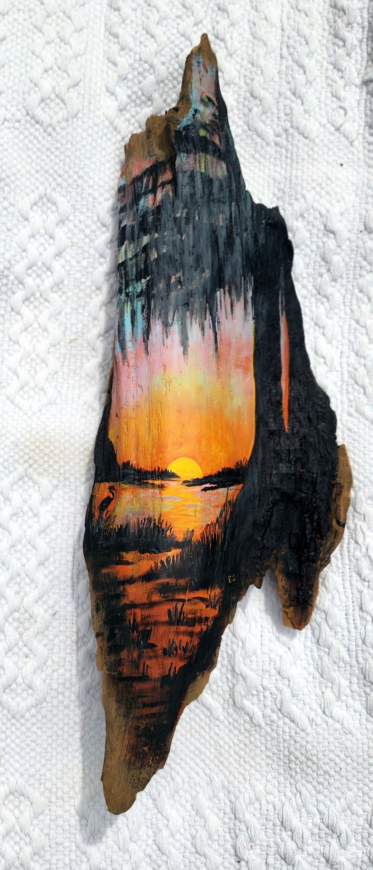 SUNSET Painted on Driftwood