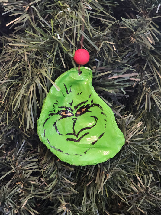Grinch Oyster Shell Ornament