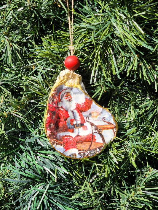 Super Star Santa - Oyster Shell Ornament