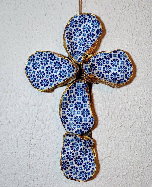 Blue Flowers Cross