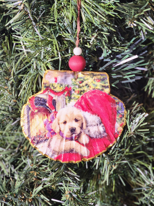 Santa with Puppy Ornament